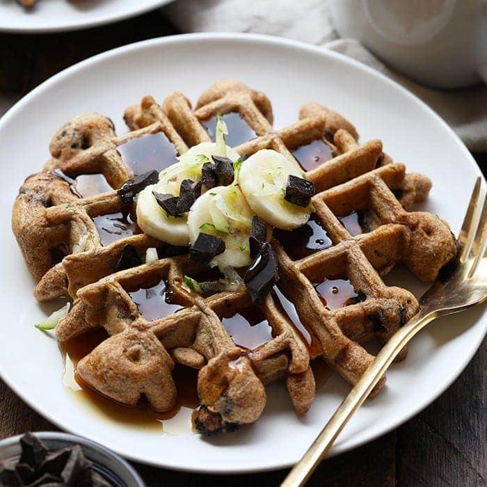 Chocolate Chunk Zucchini Waffles: Healthy, Fiber-Packed Zucchini Bread Alternative